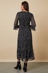 Wallis Tall Mono Spot Ruffle Sleeve Tea Dress thumbnail 3