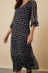 Wallis Tall Mono Spot Ruffle Sleeve Tea Dress thumbnail 4