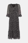 Wallis Tall Mono Spot Ruffle Sleeve Tea Dress thumbnail 5