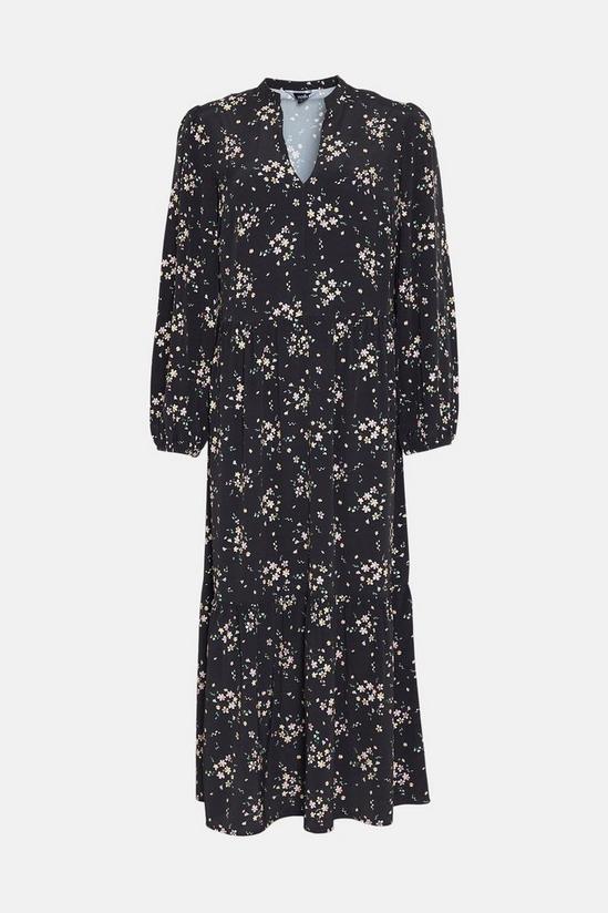 Wallis Tall Black Floral Smock Midi Dress 5