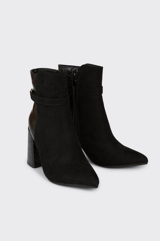 Wallis Wide Fit Angel Buckle Detail Heeled Ankle Boots 3