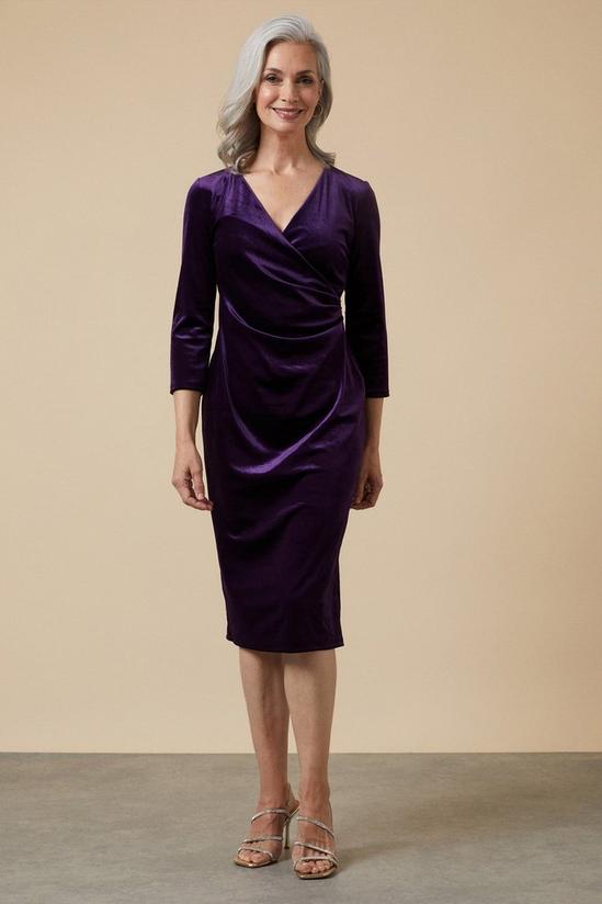 Wallis Purple Velvet Wrap Dress 1
