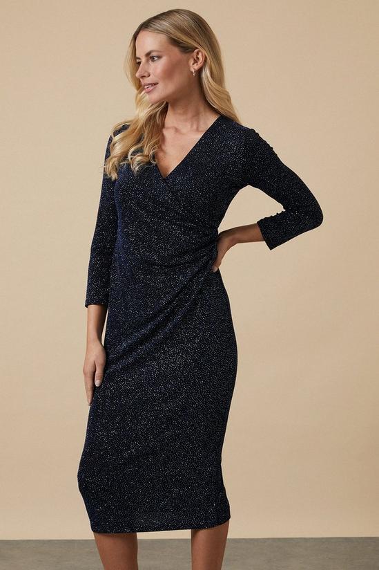 Wallis Petite Blue Shimmer Wrap Dress 1