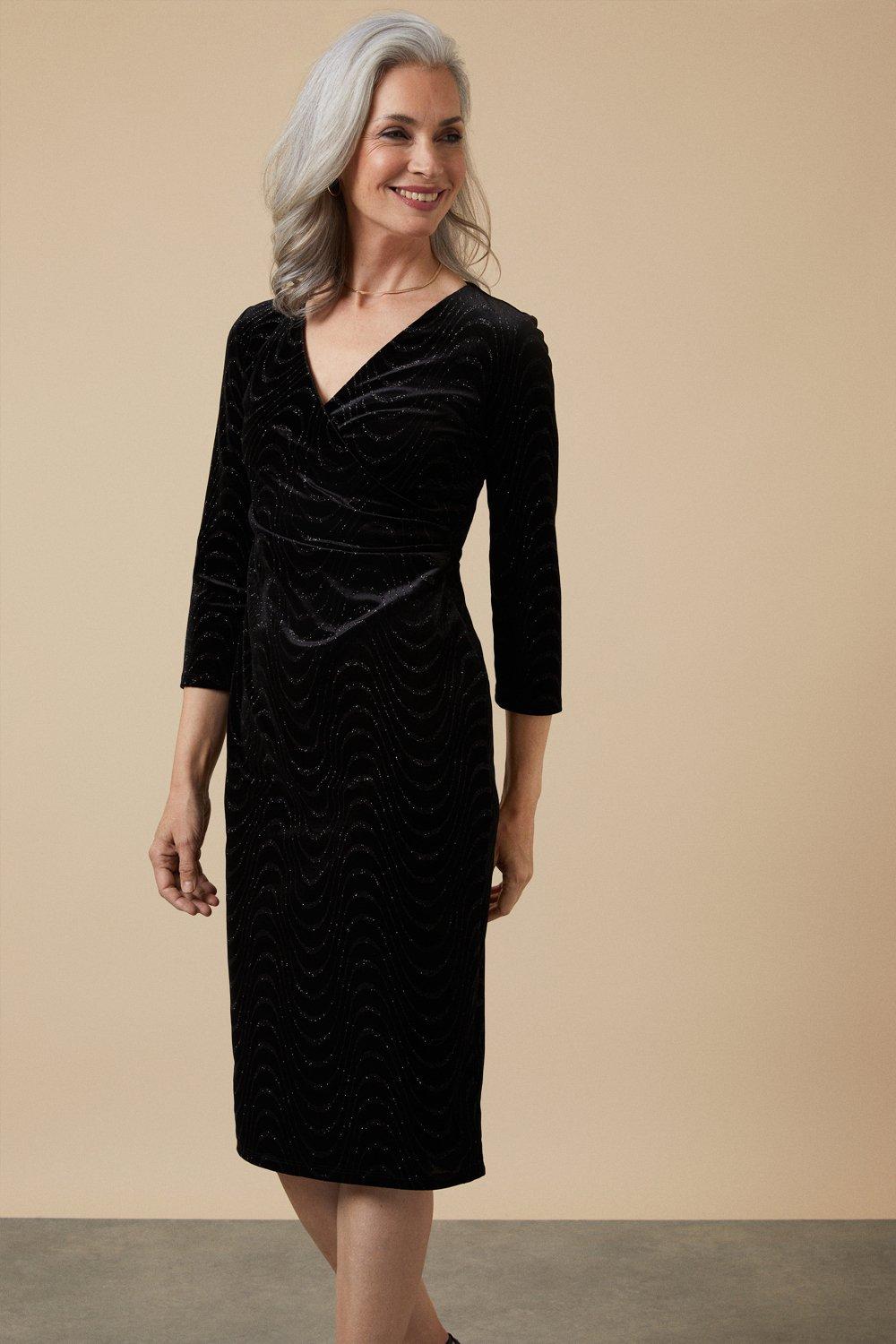 Wallis green outlet velvet wrap dress