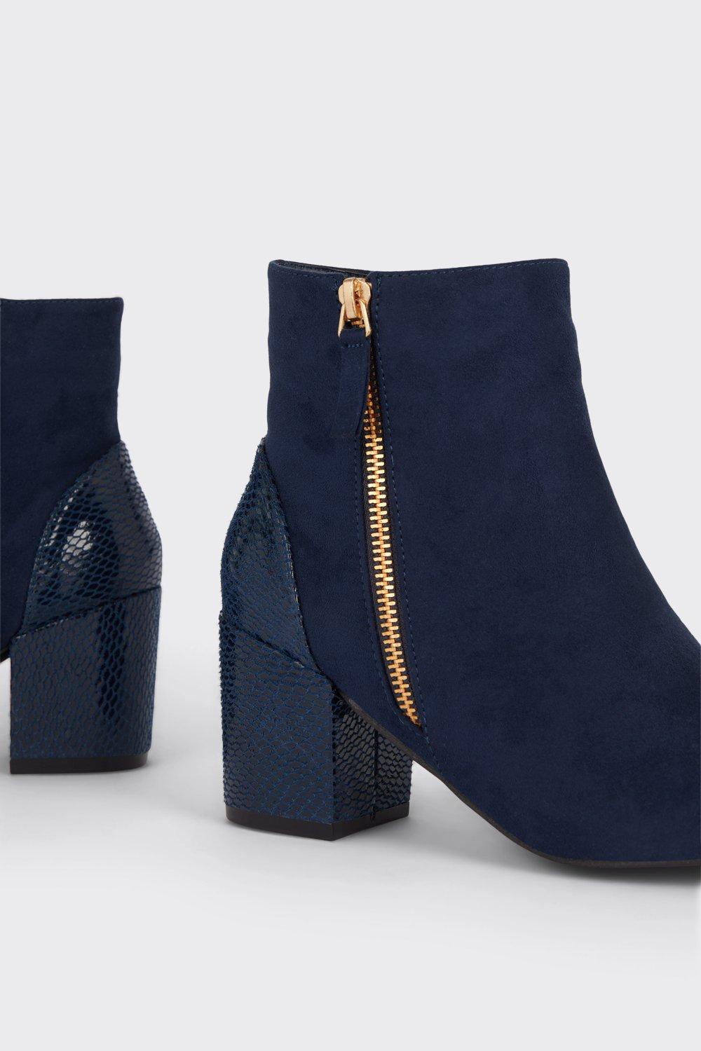 Navy wide 2024 fit ankle boots