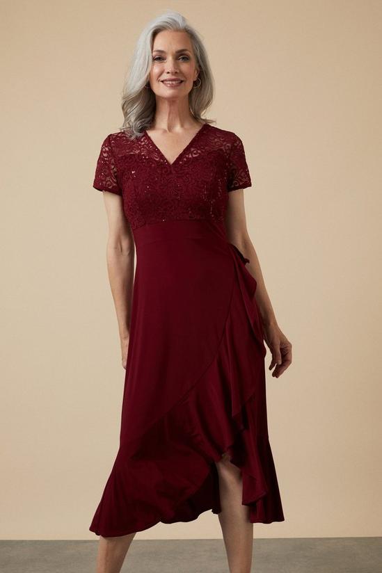Wallis Sequin Lace Ruffle Midi Dress 2