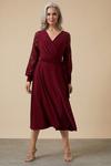 Wallis Sequin Wrap Lace Sleeve Midi Dress thumbnail 2