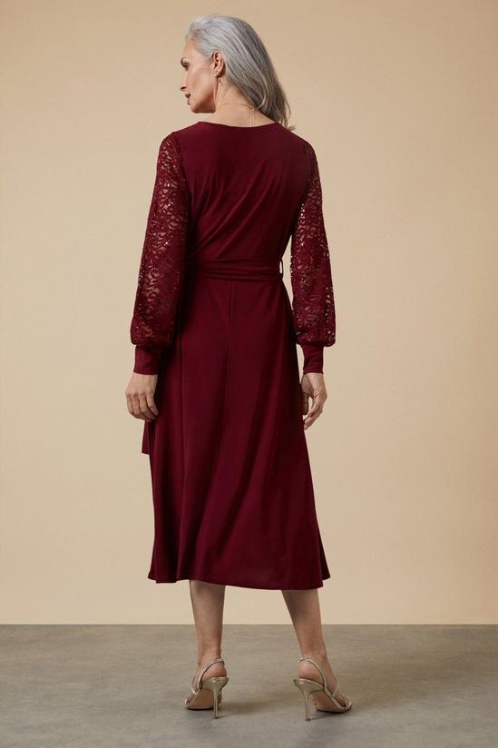 Wallis Sequin Wrap Lace Sleeve Midi Dress 3