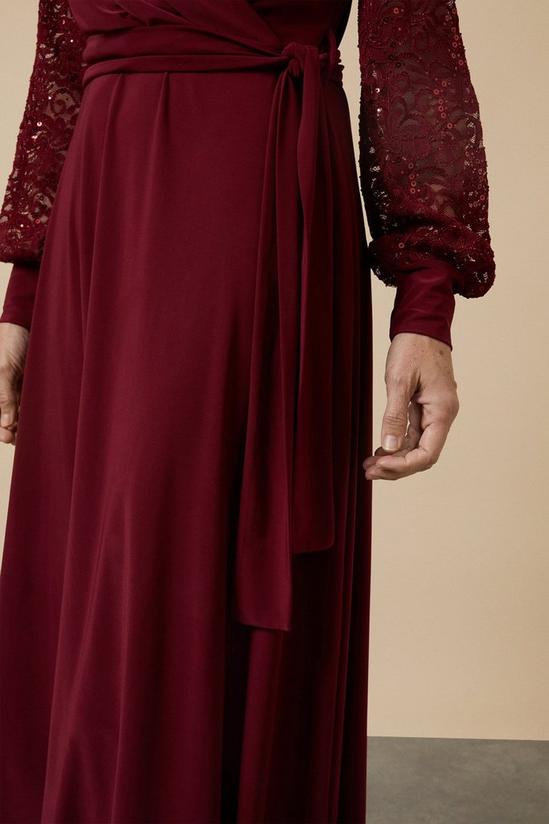 Wallis Sequin Wrap Lace Sleeve Midi Dress 4
