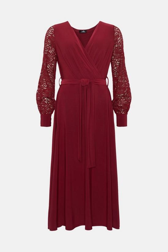 Wallis Sequin Wrap Lace Sleeve Midi Dress 5