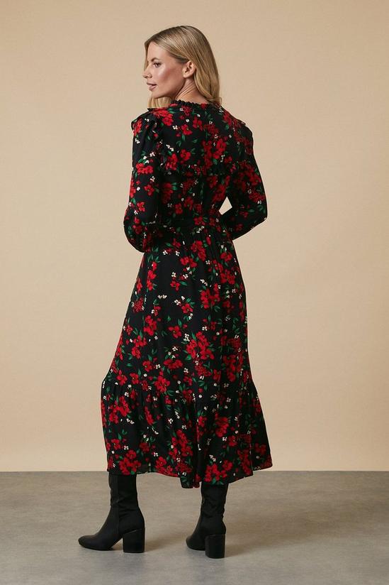 Wallis Petite Red Floral Tie Neck Midi Dress 3