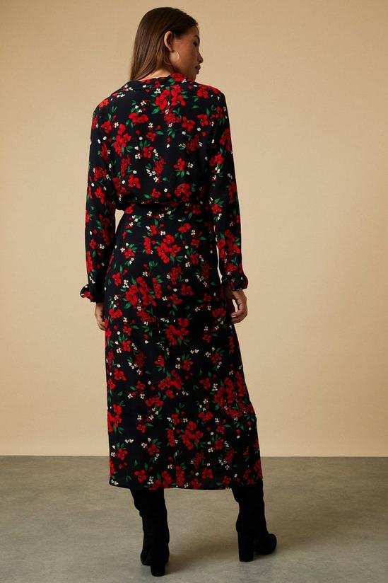Wallis Tall Red Floral Wrap Midi Dress 3