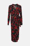 Wallis Tall Red Floral Wrap Midi Dress thumbnail 5