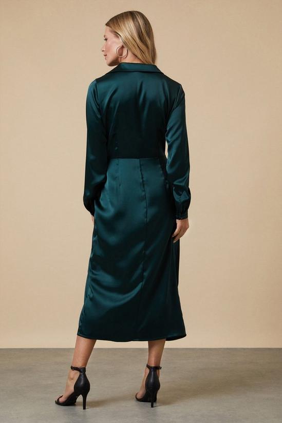 Wallis Petite Green Satin Wrap Midi Dress 3