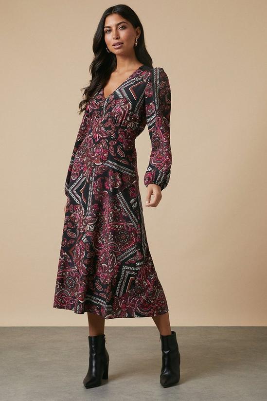 Wallis Tall Pink Paisley Lace Trim Midi Dress 2
