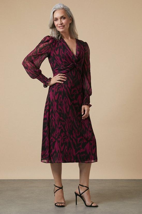 Wallis Berry Tiger Twist Front Midi Dress 1