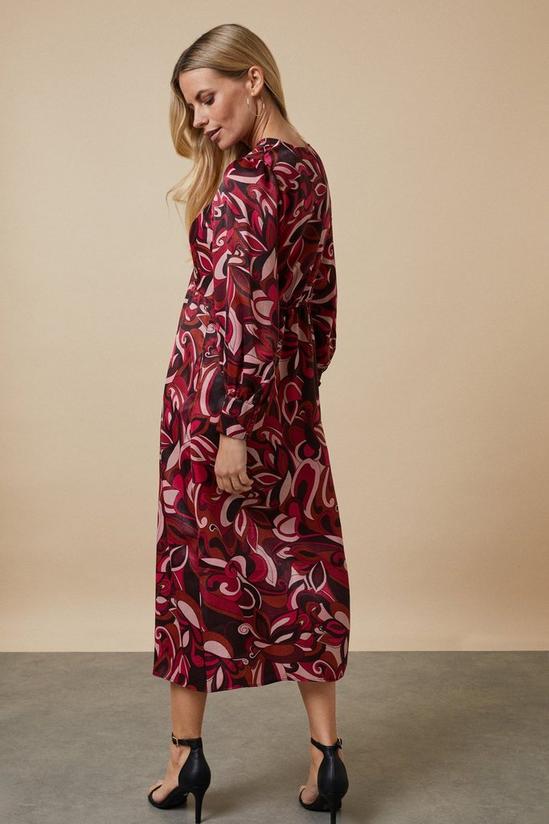 Wallis Petite Pink Abstract Twist Front Midi Dress 3