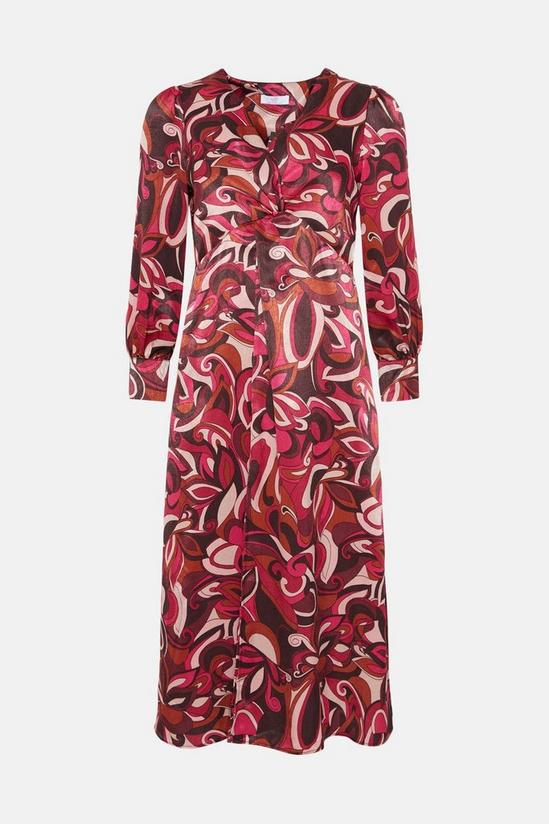 Wallis Petite Pink Abstract Twist Front Midi Dress 5