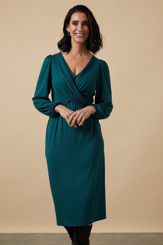 Wallis Petite Plain Green Twist Front Jersey Dress 2