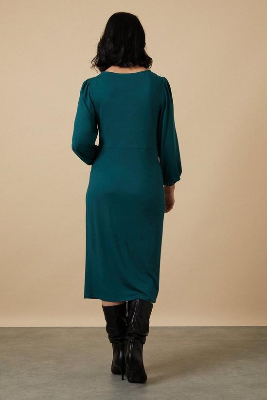 Wallis Petite Plain Green Twist Front Jersey Dress 3