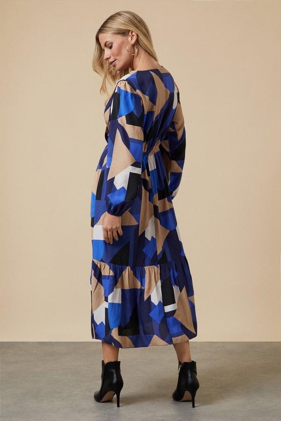 Wallis Petite Blue Geo Wrap Midi Dress 3
