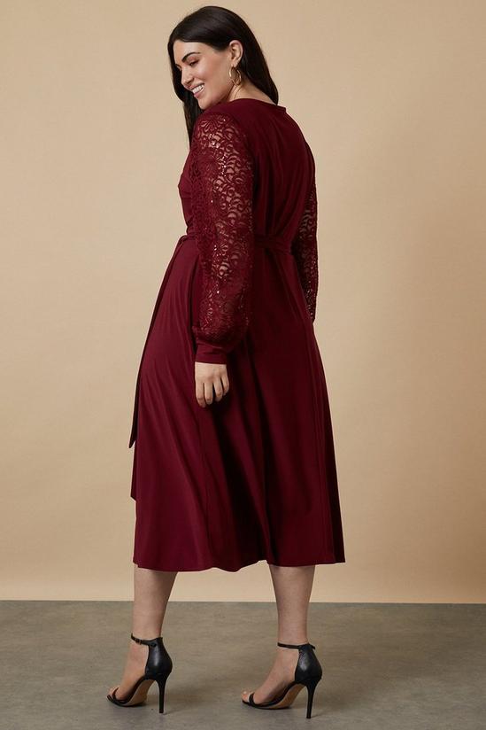 Wallis Curve Sequin Wrap Lace Sleeve Midi Dress 3