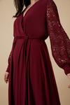 Wallis Curve Sequin Wrap Lace Sleeve Midi Dress thumbnail 4