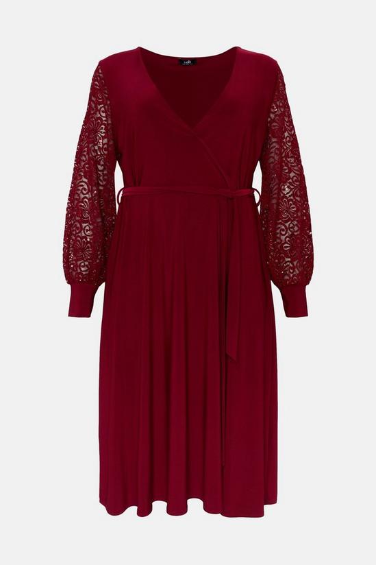 Wallis Curve Sequin Wrap Lace Sleeve Midi Dress 5