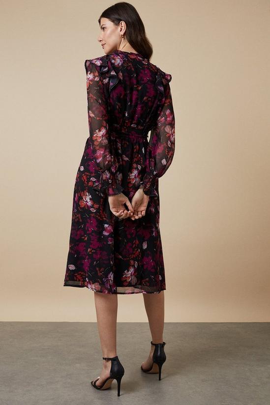 Wallis Berry Floral Frill Detail Shirred Cuff Dress 3
