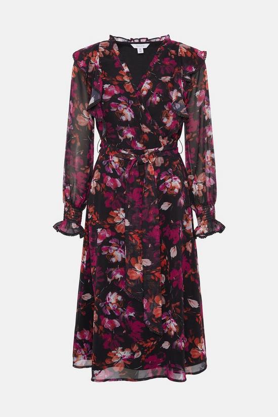 Wallis Berry Floral Frill Detail Shirred Cuff Dress 5