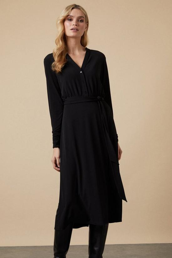 Wallis Black Jersey Belted Shirt Dress 2