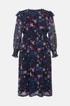 Wallis Curve Black Floral Shirred Belted Midi Dress thumbnail 5