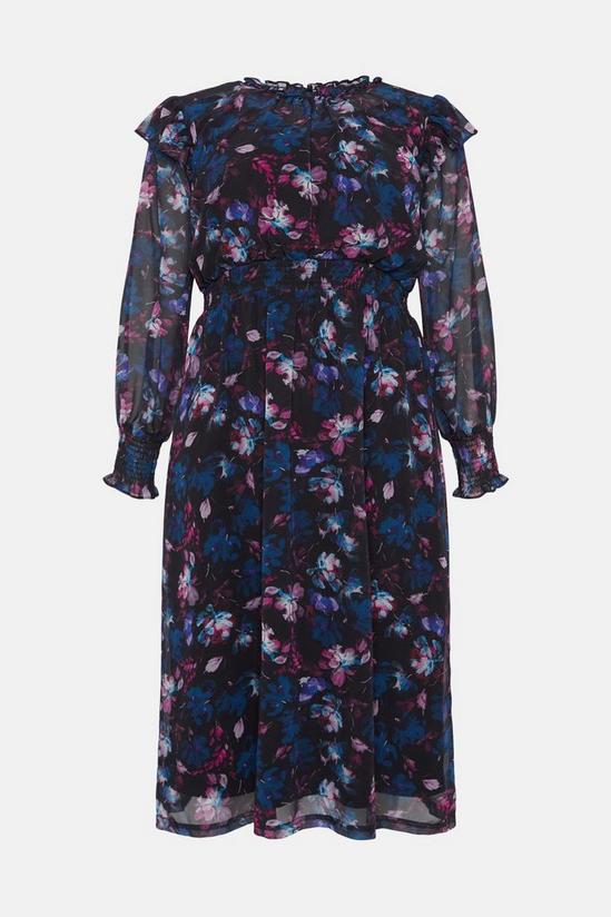 Wallis Curve Black Floral Shirred Belted Midi Dress 5