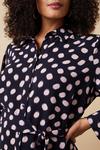 Wallis Curve Blush Spot Belted Midi Shirt Dress thumbnail 4