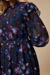 Wallis Petite Black Floral Shirred Belted Midi Dress thumbnail 4