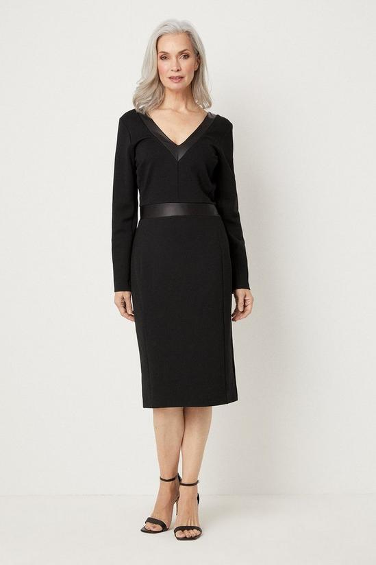 Wallis Tailored Black Pu Midi Dress 1
