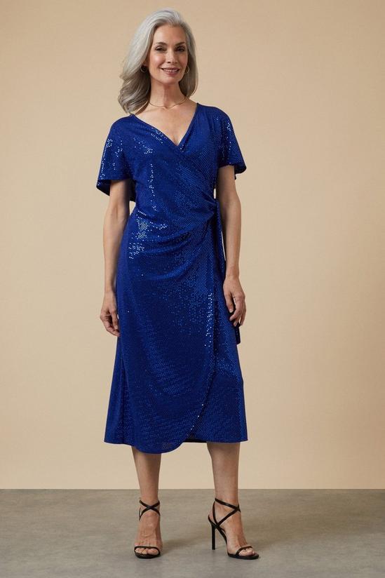 Wallis Sequin Wrap Angel Sleeve Midi Dress 1