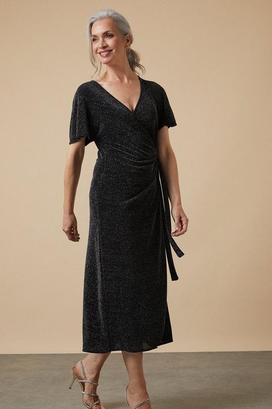 Wallis Shimmer Wrap Angel Sleeve Midi Dress 1