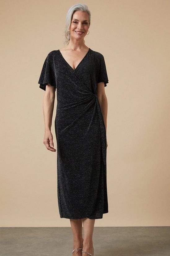 Wallis Shimmer Wrap Angel Sleeve Midi Dress 2