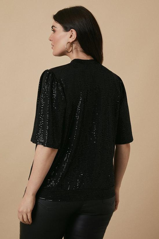 Wallis Curve Sequin Key Hole Banded Top 3