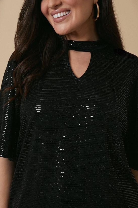 Wallis Curve Sequin Key Hole Banded Top 4