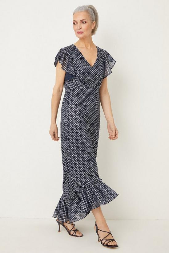 Wallis Tall Glitter Print Ruffle Midaxi Dress 1