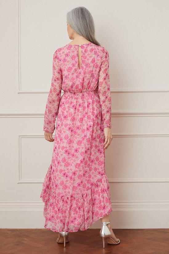 Wallis Floral Sequin Flute Sleeve Midi Dress 3