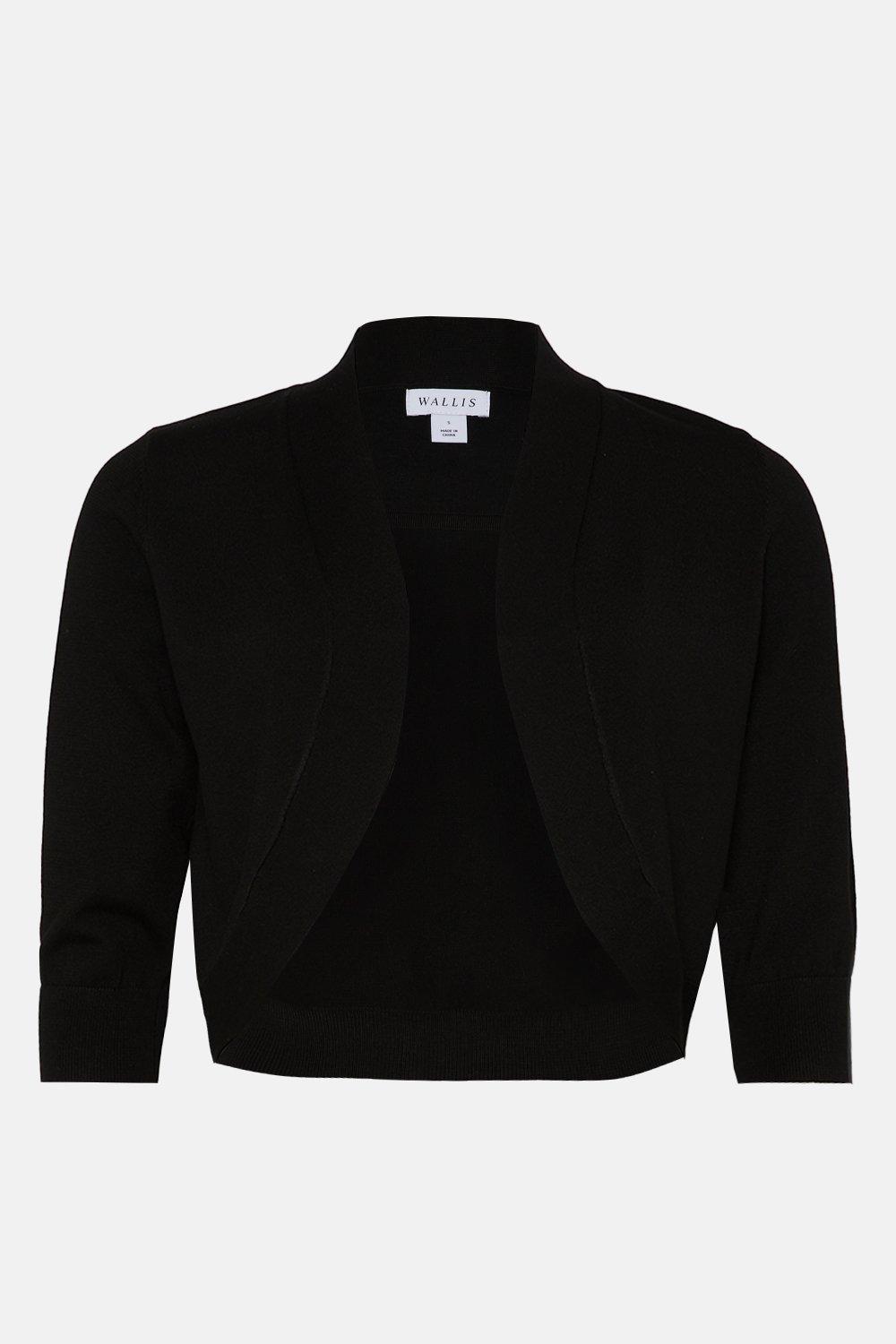 Jumpers Cardigans Black Bolero Shrug Cardigan Wallis