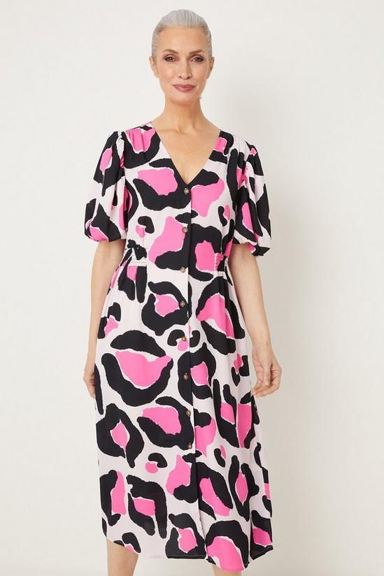 Wallis Pink Graphic Animal Button Down Midi Dress 2