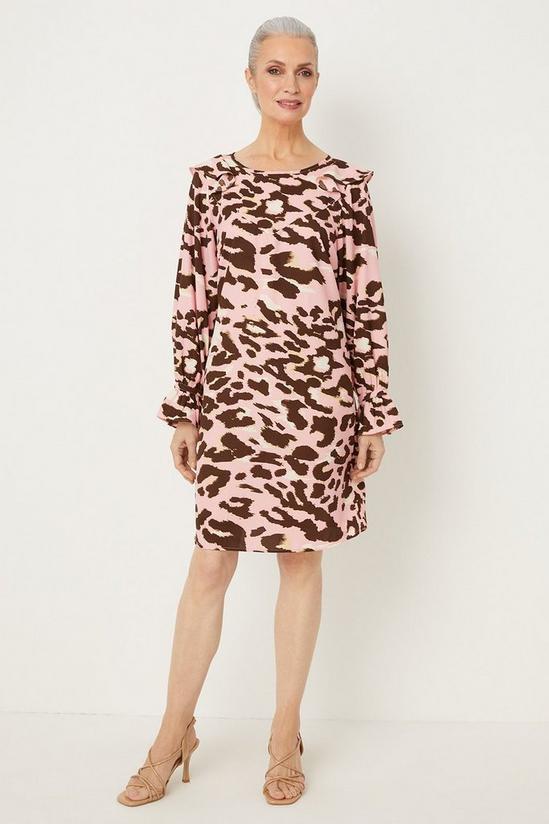 Wallis Pink Leopard Ruffle Shift Dress 1