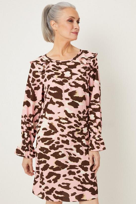 Wallis Pink Leopard Ruffle Shift Dress 2