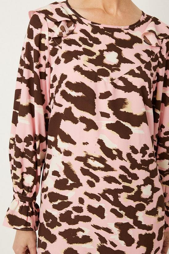 Wallis Pink Leopard Ruffle Shift Dress 4