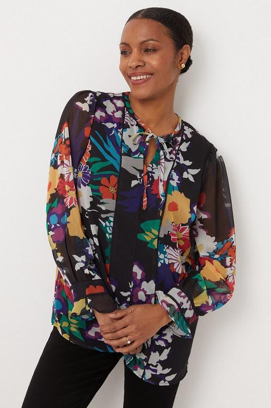 Wallis Floral Blouse With Piping 1
