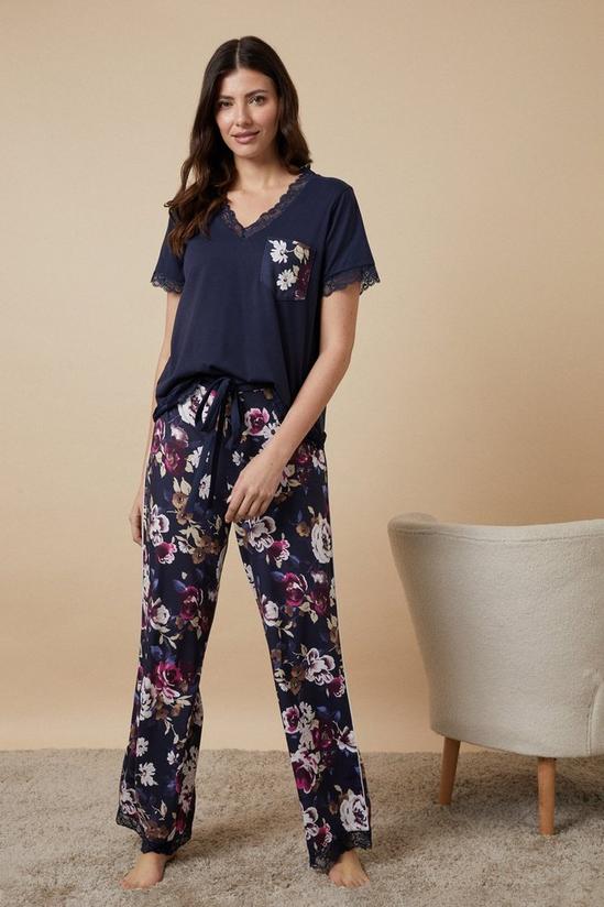 Wallis Floral Jersey Pyjama Set 1